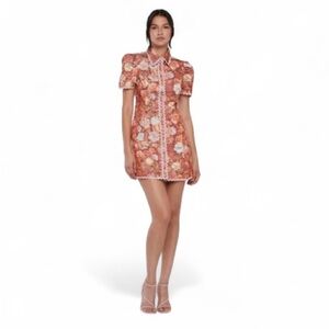 Rachel Parcell Floral Button Front Puff Sleeve Mini Dress Size 4 EUC